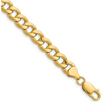 14K Yellow Gold 7.5mm Semi-Solid Curb Chain Bracelet - 8-inch Length by Oro Pregiato