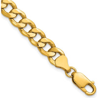 14K Yellow Gold 7.5mm Semi-Solid Curb Chain Bracelet by Oro Pregiato