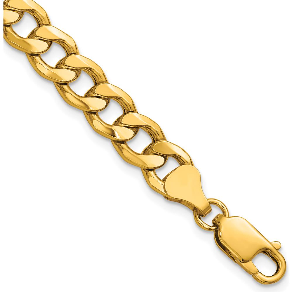 14K Yellow Gold 7.5mm Semi-Solid Curb Chain Bracelet by Oro Pregiato