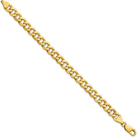 14K Yellow Gold 7.5mm Semi-Solid Curb Chain Bracelet by Oro Pregiato