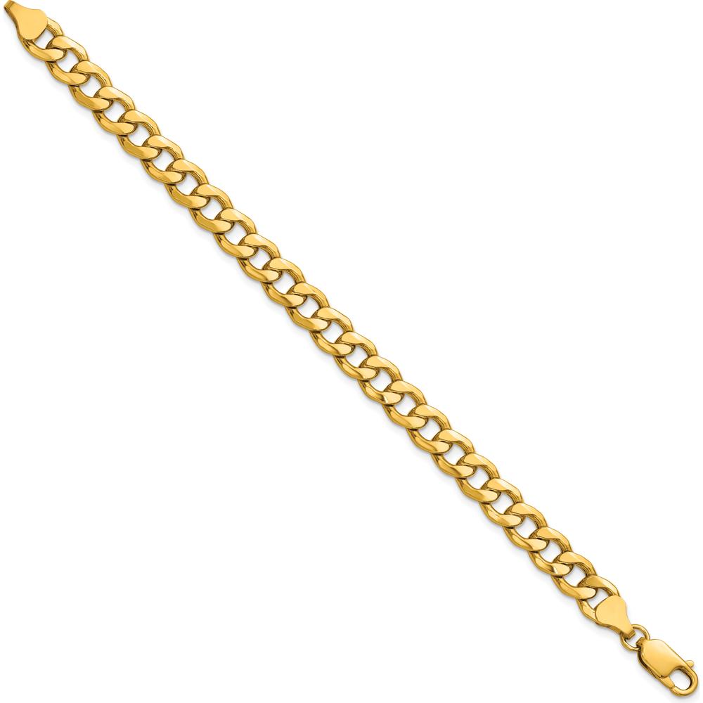 14K Yellow Gold 7.5mm Semi-Solid Curb Chain Bracelet by Oro Pregiato