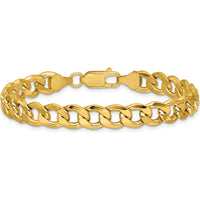 14K Yellow Gold 7.5mm Semi-Solid Curb Chain Bracelet by Oro Pregiato