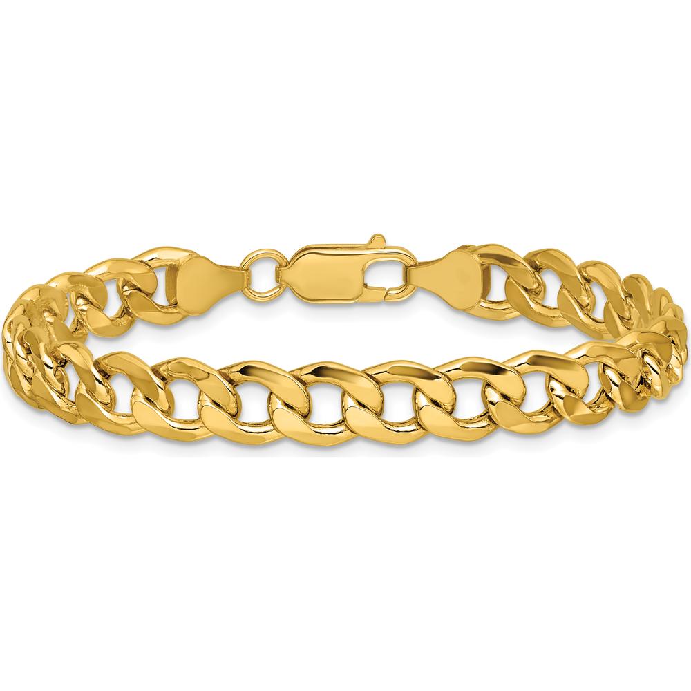 14K Yellow Gold 7.5mm Semi-Solid Curb Chain Bracelet by Oro Pregiato