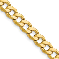 14K Yellow Gold 7.5mm Semi-Solid Curb Chain Necklace - 26 inches by Oro Pregiato