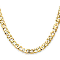 14K Yellow Gold 7.5mm Semi-Solid Curb Chain Necklace - 26 inches by Oro Pregiato