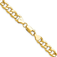 14K Yellow Gold 7.5mm Semi-Solid Curb Chain Necklace - 26 inches by Oro Pregiato