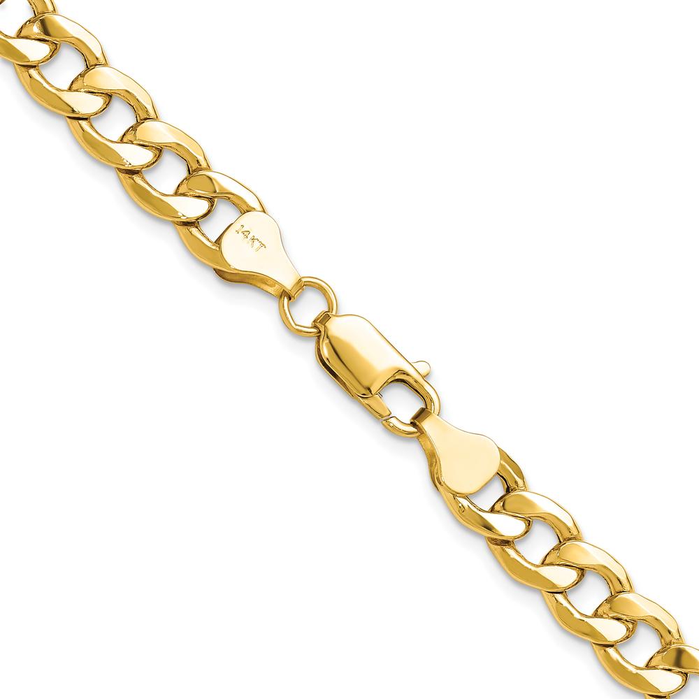 14K Yellow Gold 7.5mm Semi-Solid Curb Chain Necklace - 26 inches by Oro Pregiato