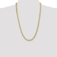 14K Yellow Gold 7.5mm Semi-Solid Curb Chain Necklace - 26 inches by Oro Pregiato