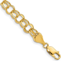 14K Yellow Gold 7.5mm Solid Double Link 7" Charm Bracelet by Oro Pregiato
