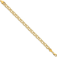14K Yellow Gold 7.5mm Solid Double Link Charm Bracelet - Polished Finish, 8" Length by Oro Pregiato
