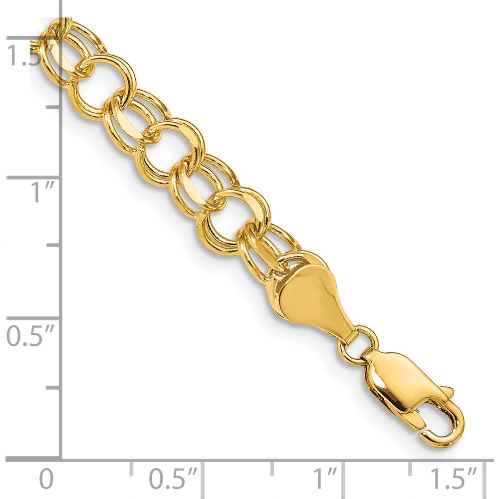 14K Yellow Gold 7.5mm Solid Double Link Charm Bracelet - Polished Finish, 8" Length by Oro Pregiato