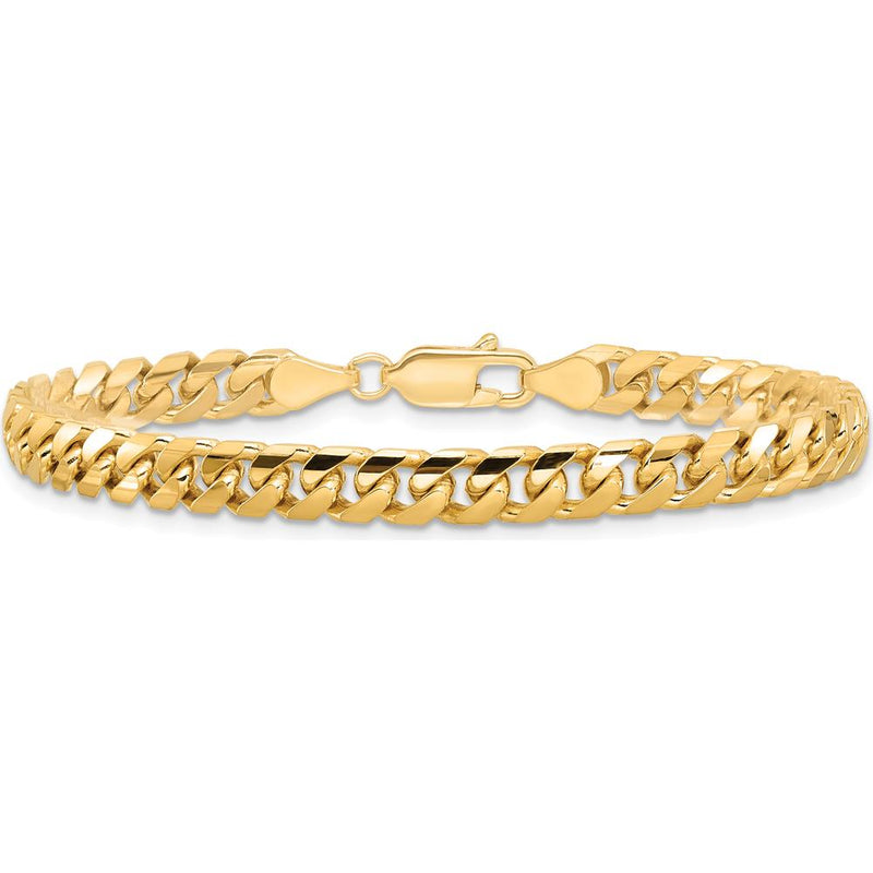14K Yellow Gold 7" 5mm Solid Miami Cuban Link Bracelet with Lobster Clasp by Oro Pregiato