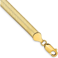 14K Yellow Gold 7" 6.5mm Herringbone Bracelet with Lobster Clasp by 0