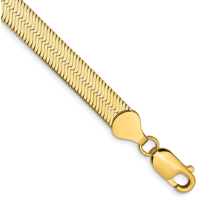 14K Yellow Gold 7" 6.5mm Herringbone Bracelet with Lobster Clasp by 0