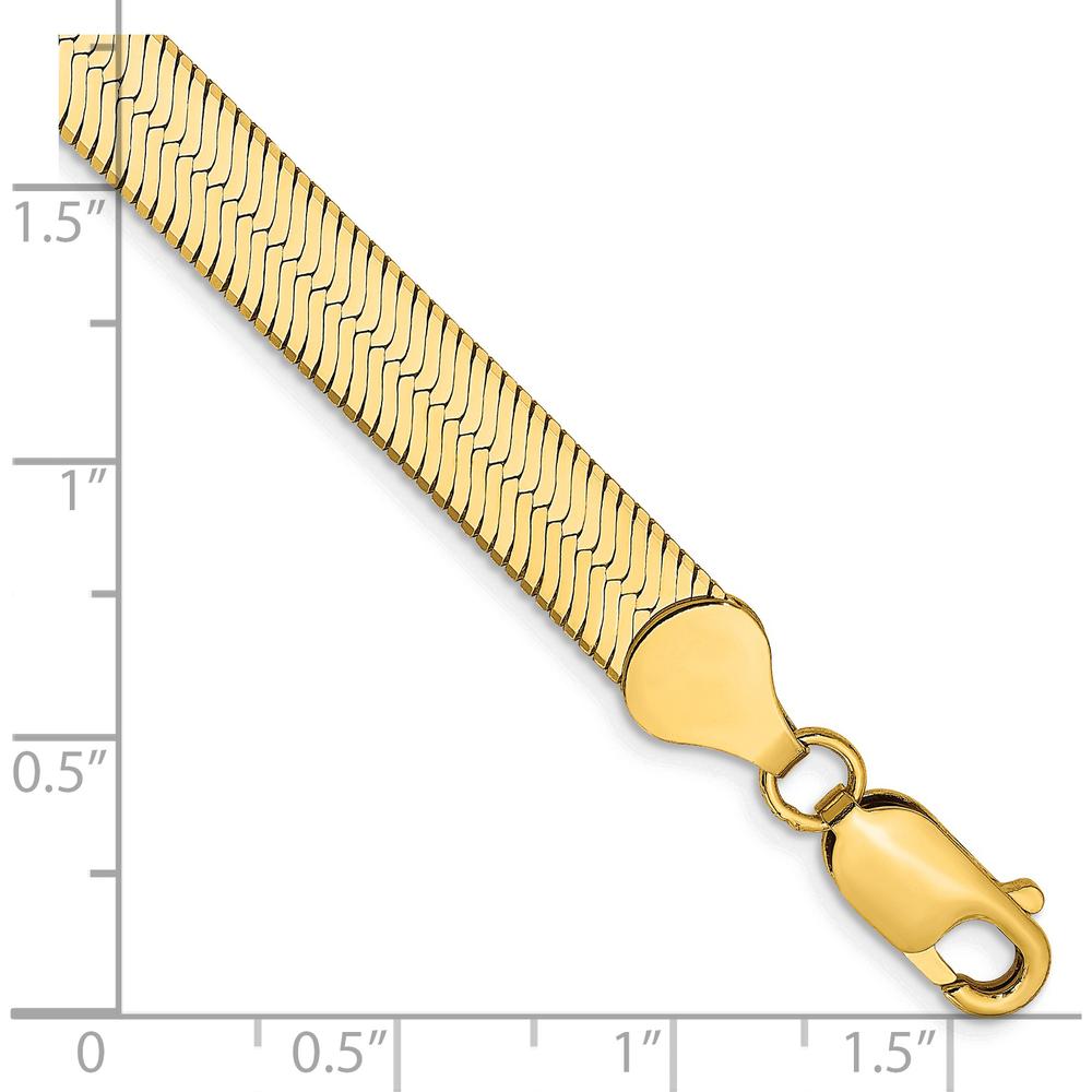 14K Yellow Gold 7" 6.5mm Herringbone Bracelet with Lobster Clasp by 0