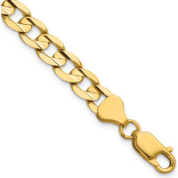 14K Yellow Gold 7" 6.75mm Concave Curb Bracelet with Lobster Clasp by Oro Pregiato