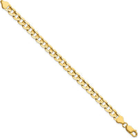 14K Yellow Gold 7" 6.75mm Concave Curb Bracelet with Lobster Clasp by Oro Pregiato