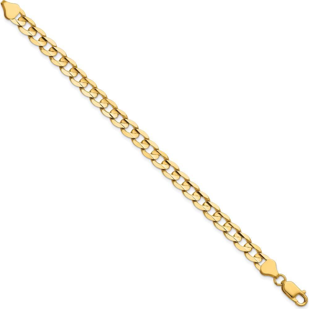 14K Yellow Gold 7" 6.75mm Concave Curb Bracelet with Lobster Clasp by Oro Pregiato
