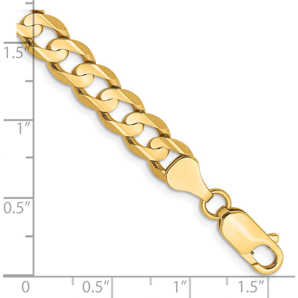 14K Yellow Gold 7" 6.75mm Concave Curb Bracelet with Lobster Clasp by Oro Pregiato