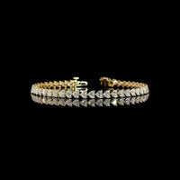 14K Yellow Gold 7.63 Carats Heart-Shape Diamond Tennis Bracelet with East-West Prong Set Lab Grown Diamonds - 47 Stones, E-F Color VS1 Clarity - Covaloro Fine Jewelry