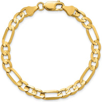 14K Yellow Gold 7" 6mm Concave Open Figaro Chain Bracelet with Lobster Clasp by Oro Pregiato