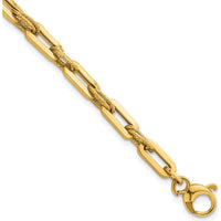 14K Yellow Gold 7.75" Double Fancy Link Bracelet with Polished and Textured Links - 4.8mm by 0
