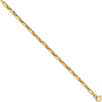 14K Yellow Gold 7.75" Double Fancy Link Bracelet with Polished and Textured Links - 4.8mm by 0
