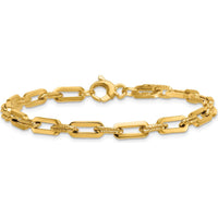 14K Yellow Gold 7.75" Double Fancy Link Bracelet with Polished and Textured Links - 4.8mm by 0