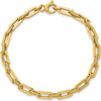 14K Yellow Gold 7.75" Double Fancy Link Bracelet with Polished and Textured Links - 4.8mm by 0