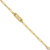 14K Yellow Gold 7.75" Paperclip Link Bracelet with Polished and Brushed Finish - 10.5mm Width by 0