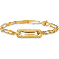 14K Yellow Gold 7.75" Paperclip Link Bracelet with Polished and Brushed Finish - 10.5mm Width by 0