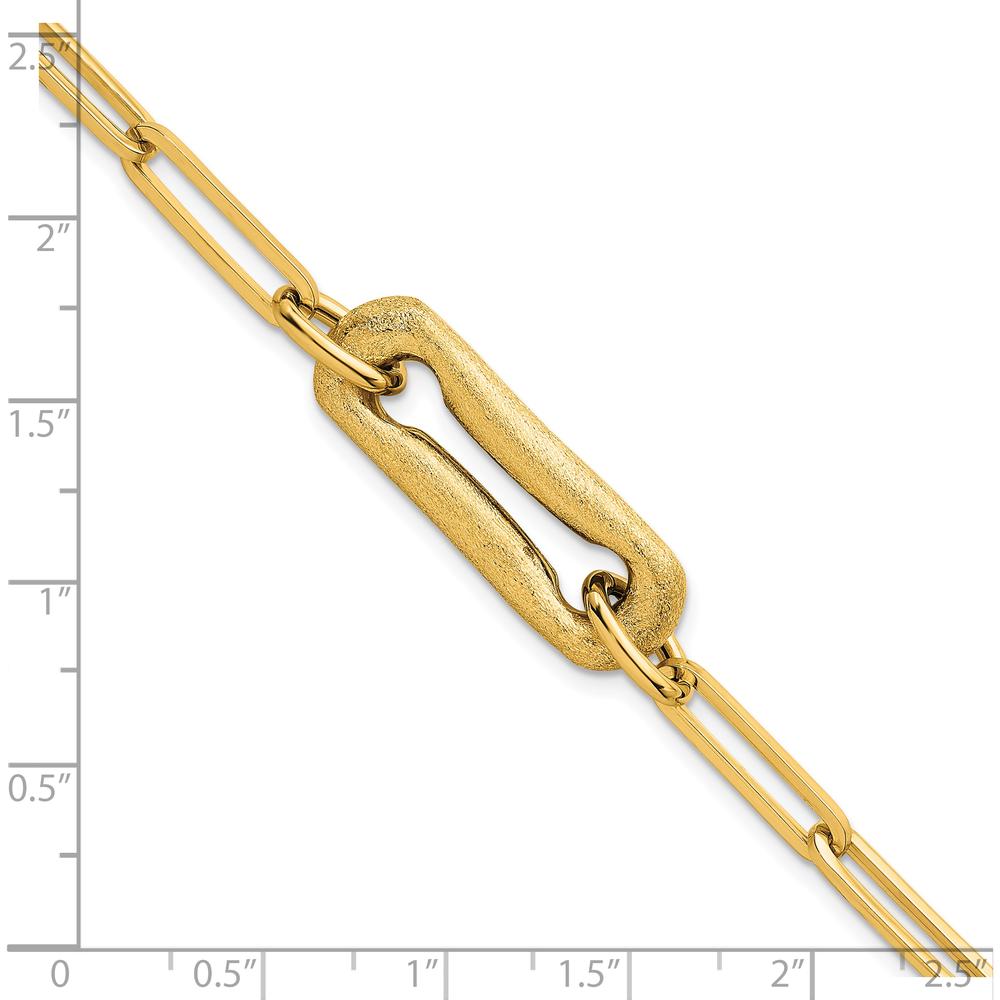14K Yellow Gold 7.75" Paperclip Link Bracelet with Polished and Brushed Finish - 10.5mm Width by 0