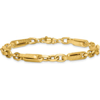 14K Yellow Gold 7.75" Polished and Textured Greek Key Design Bracelet by 0
