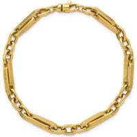 14K Yellow Gold 7.75" Polished and Textured Greek Key Design Bracelet by 0