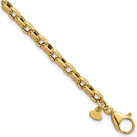 14K Yellow Gold 7.75" Polished and Textured Rolo Link Bracelet with Fancy Lobster Clasp - 3.8mm Width by 0
