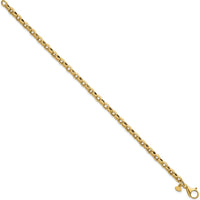 14K Yellow Gold 7.75" Polished and Textured Rolo Link Bracelet with Fancy Lobster Clasp - 3.8mm Width by 0