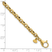 14K Yellow Gold 7.75" Polished and Textured Rolo Link Bracelet with Fancy Lobster Clasp - 3.8mm Width by 0