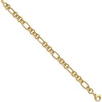 14K Yellow Gold 7.75" Polished Fancy Link Cable Bracelet - 7.9mm Width by Oro Pregiato