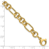 14K Yellow Gold 7.75" Polished Fancy Link Cable Bracelet - 7.9mm Width by Oro Pregiato