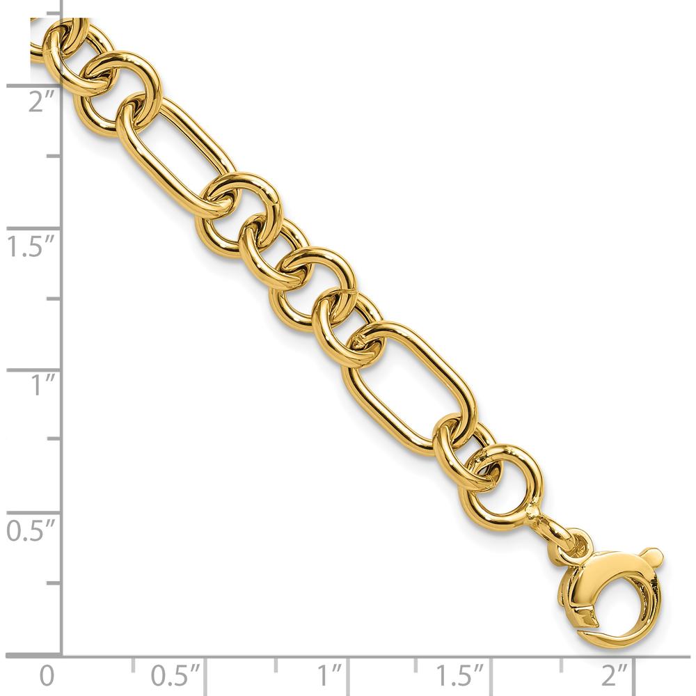 14K Yellow Gold 7.75" Polished Fancy Link Cable Bracelet - 7.9mm Width by Oro Pregiato
