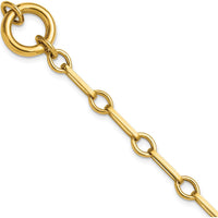14K Yellow Gold 7.75" Polished Fancy Long Link Bracelet with Circle Clasp by 0
