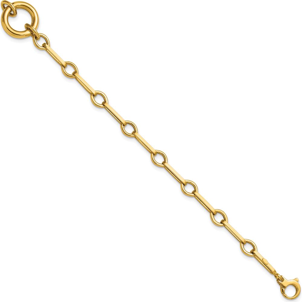 14K Yellow Gold 7.75" Polished Fancy Long Link Bracelet with Circle Clasp by 0