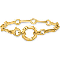 14K Yellow Gold 7.75" Polished Fancy Long Link Bracelet with Circle Clasp by 0