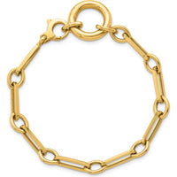 14K Yellow Gold 7.75" Polished Fancy Long Link Bracelet with Circle Clasp by 0