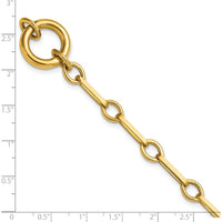 14K Yellow Gold 7.75" Polished Fancy Long Link Bracelet with Circle Clasp by 0