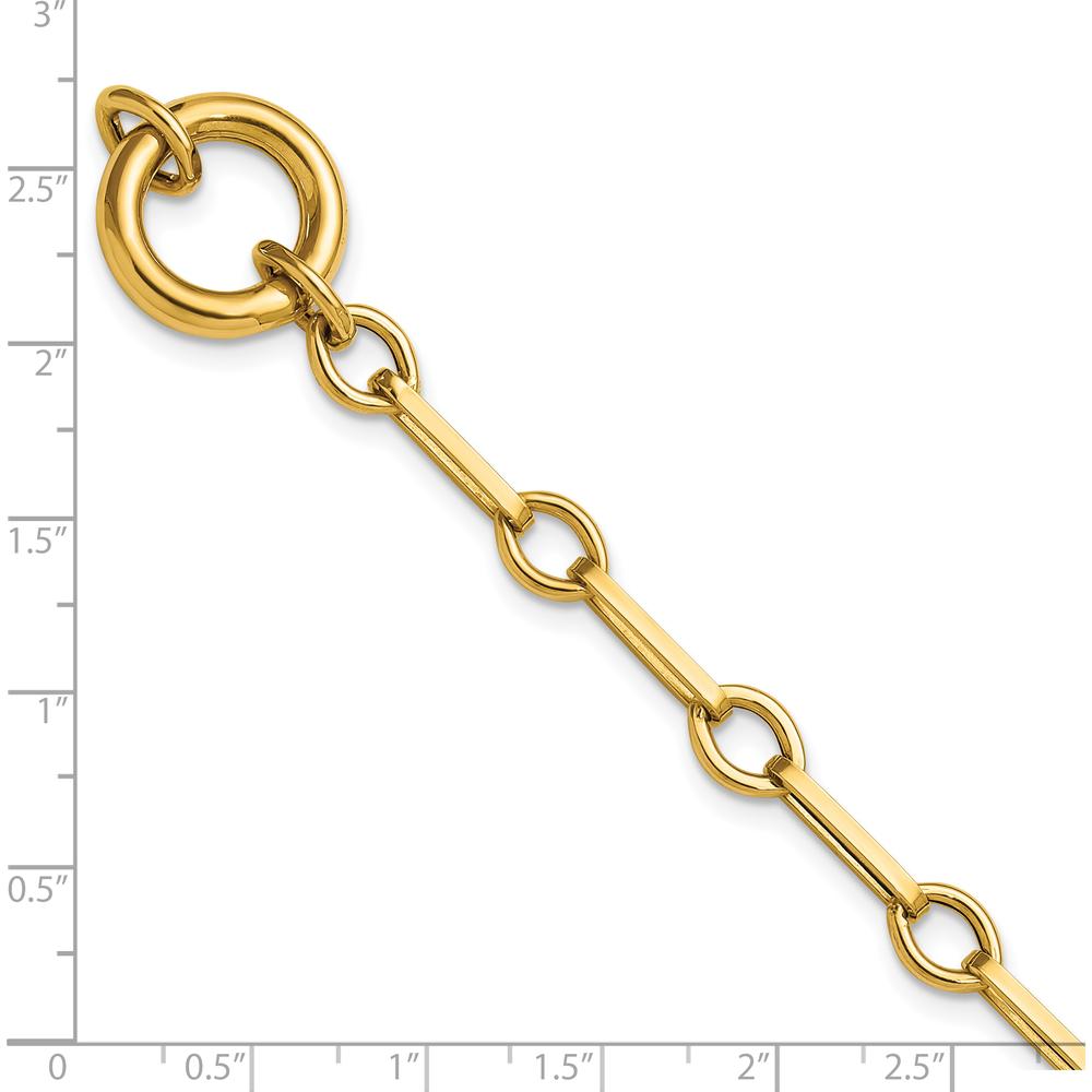 14K Yellow Gold 7.75" Polished Fancy Long Link Bracelet with Circle Clasp by 0