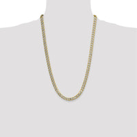 14K Yellow Gold 7.75mm Semi-Solid Curb Chain Necklace with Rhodium Pavé - 26" by Oro Pregiato
