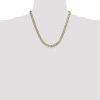 14K Yellow Gold 7.75mm Semi-solid Curb Chain with Rhodium Pavé Accents - 20" Length by Oro Pregiato