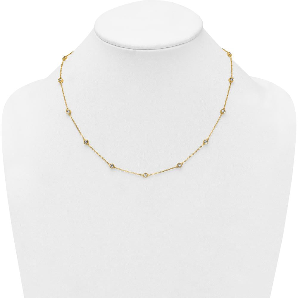 14K Yellow Gold 7/8 Carat Bezel-Set Diamond 15-Station Necklace by Oro Pregiato