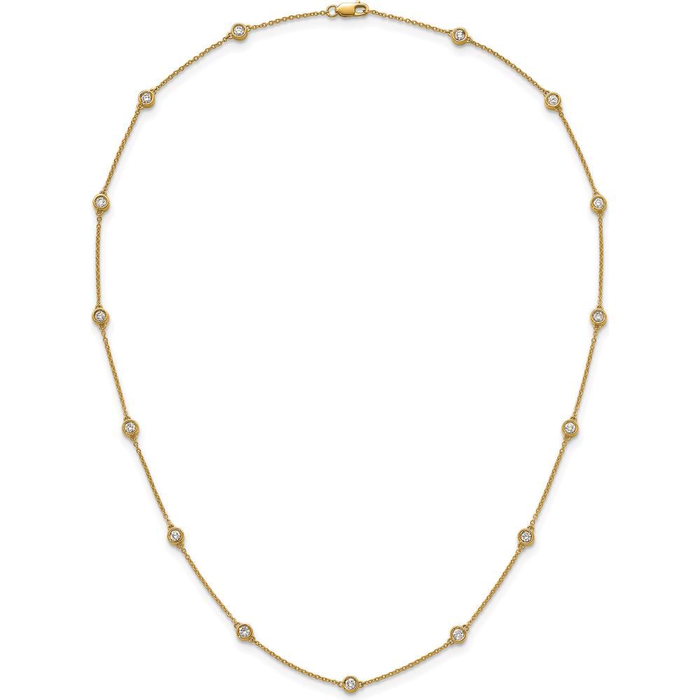 14K Yellow Gold 7/8 Carat Bezel-Set Diamond 15-Station Necklace by Oro Pregiato